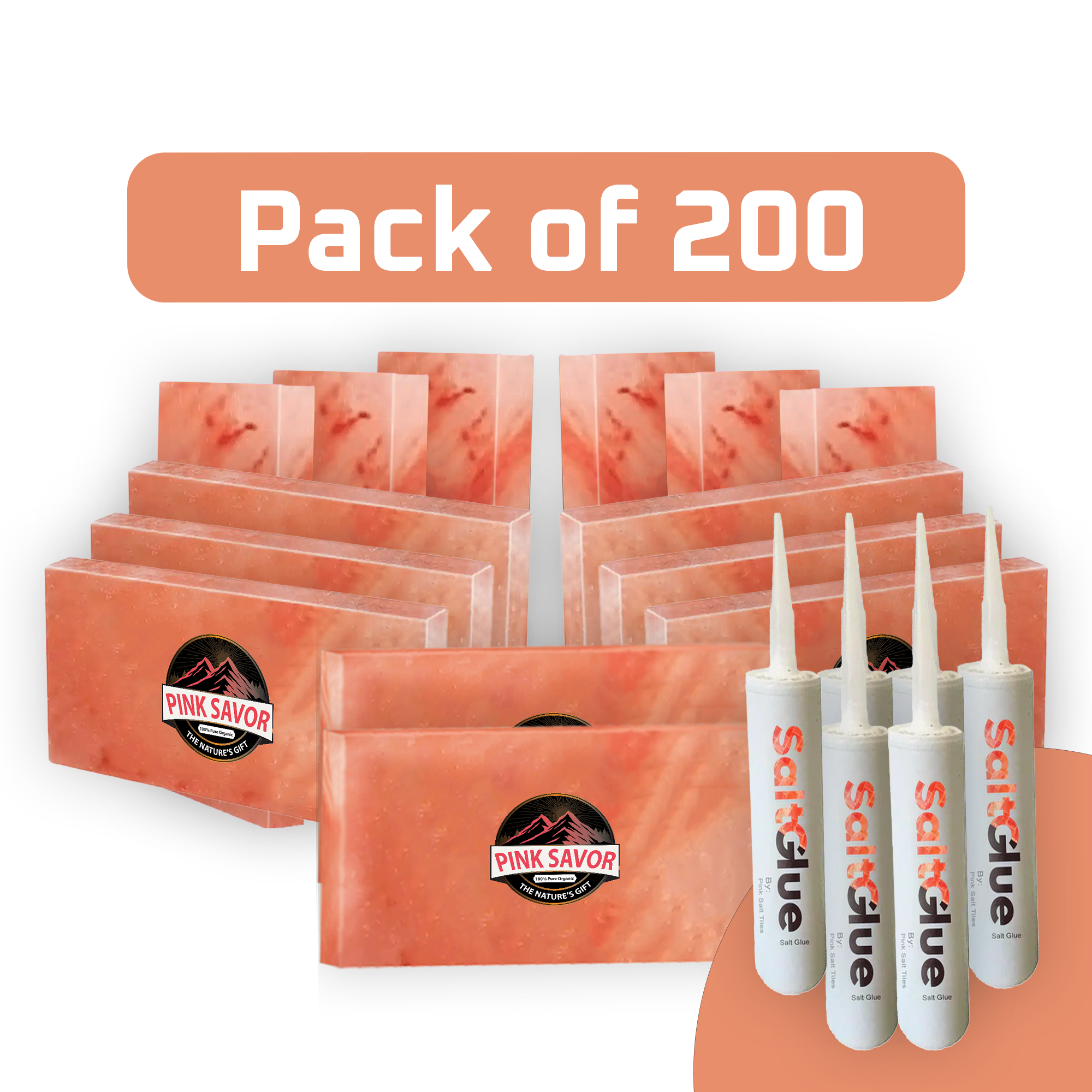 Salt Tiles Pack of 200 with 6 Adhesive